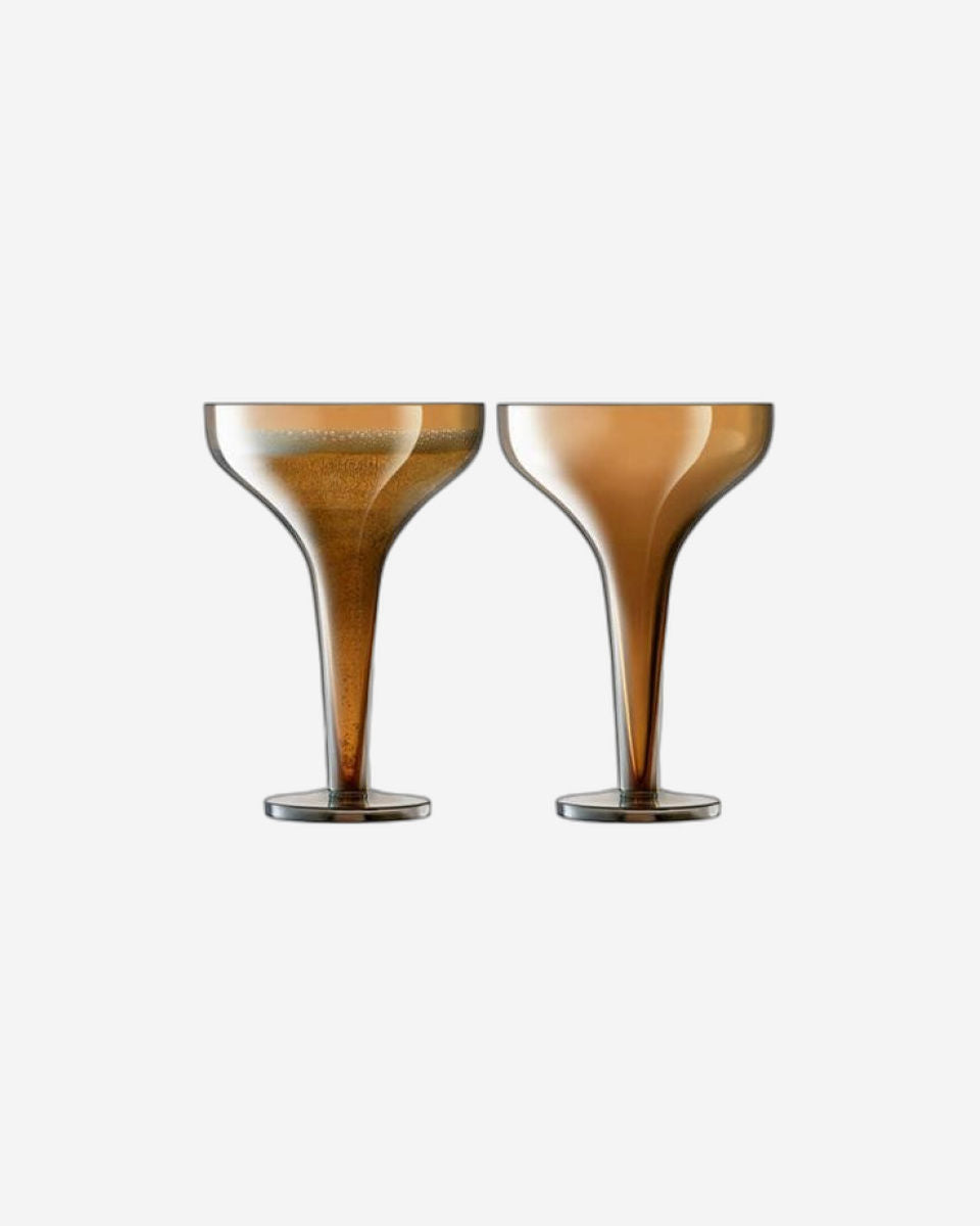 Lsa Epoque صحن الشمبانيا العنبر/البريق × 2