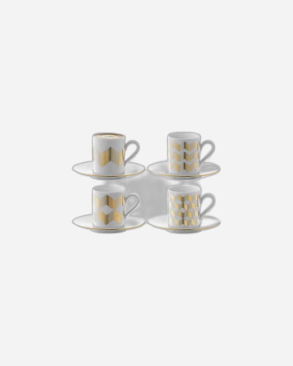 كوب قهوة وصحن من LSA Chevron باللون الذهبي المتنوع × 4