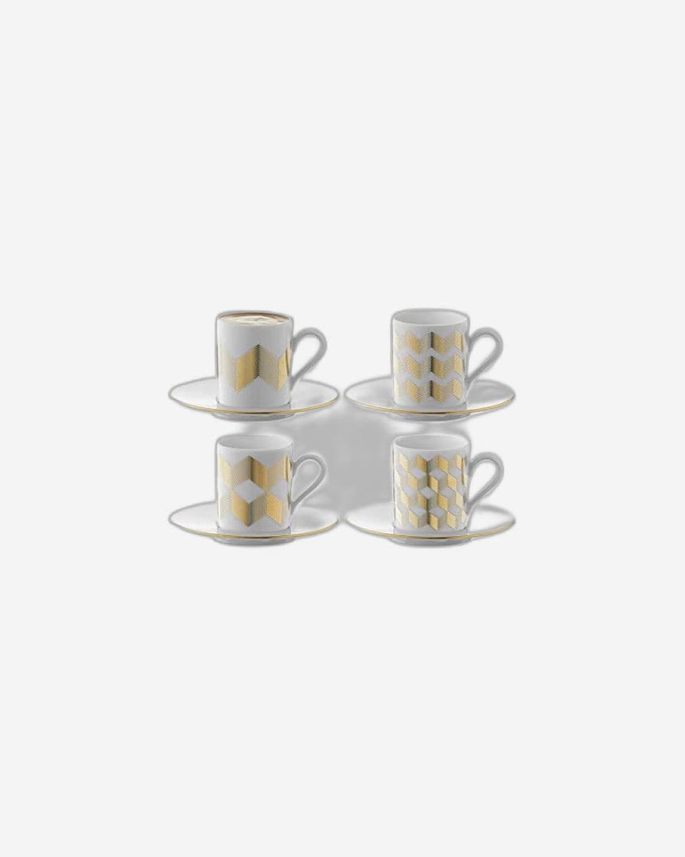 كوب قهوة وصحن من LSA Chevron باللون الذهبي المتنوع × 4