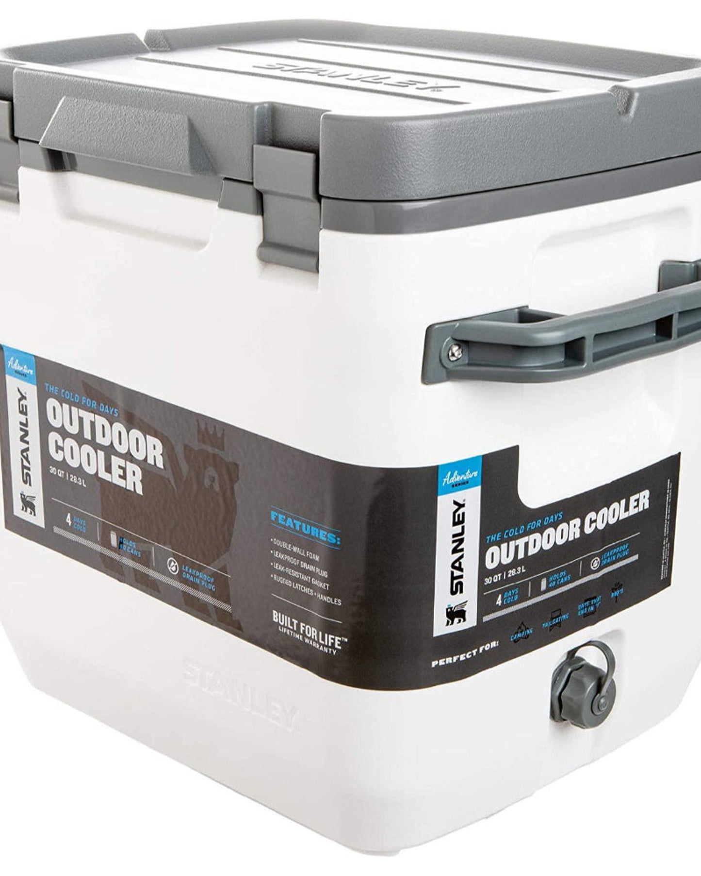 مبرد ستانلي سعة 28 لترًا، لون أبيض قطبي