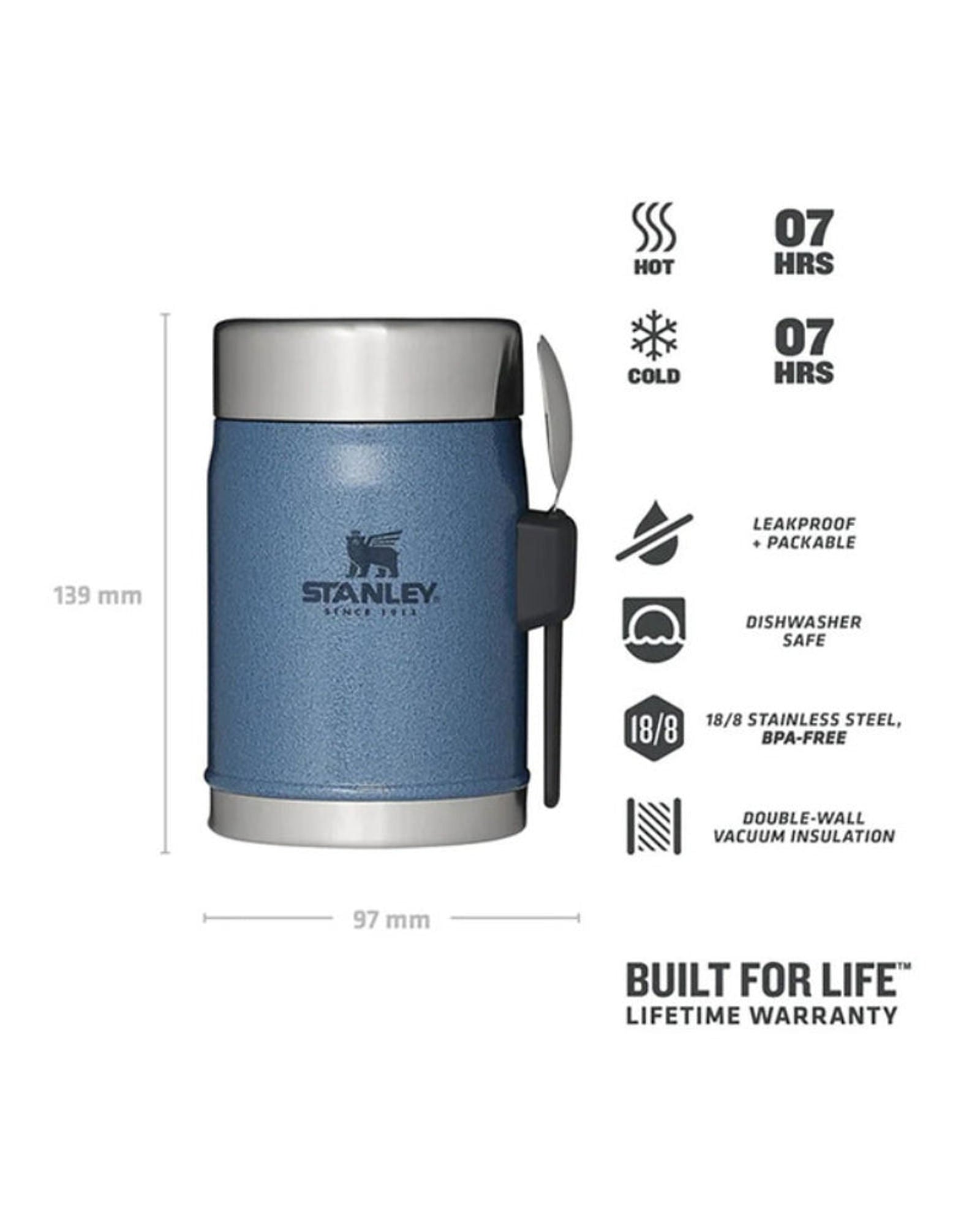 مرطبان طعام ستانلي CLA سعة 414 مل / 14 أونصة مع ملعقة وشوكة من H.Lake