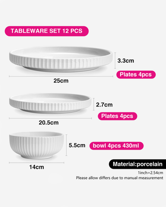 Fissman Durable Porcelain Tableware Set Ivorya 12?Piece