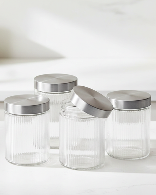 Fissman Glass Food Storage Jars 1300ml 4 Piece