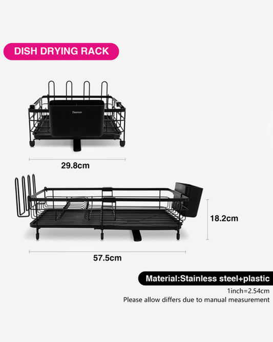 Fissman Stainless Steel & Plastic Extendable Dish Drying Rack 51×31×14cm
