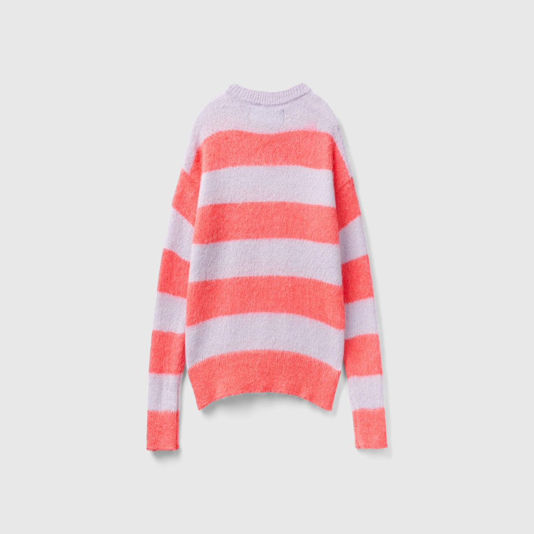 سترة مخططة من مزيج صوف الألبكة