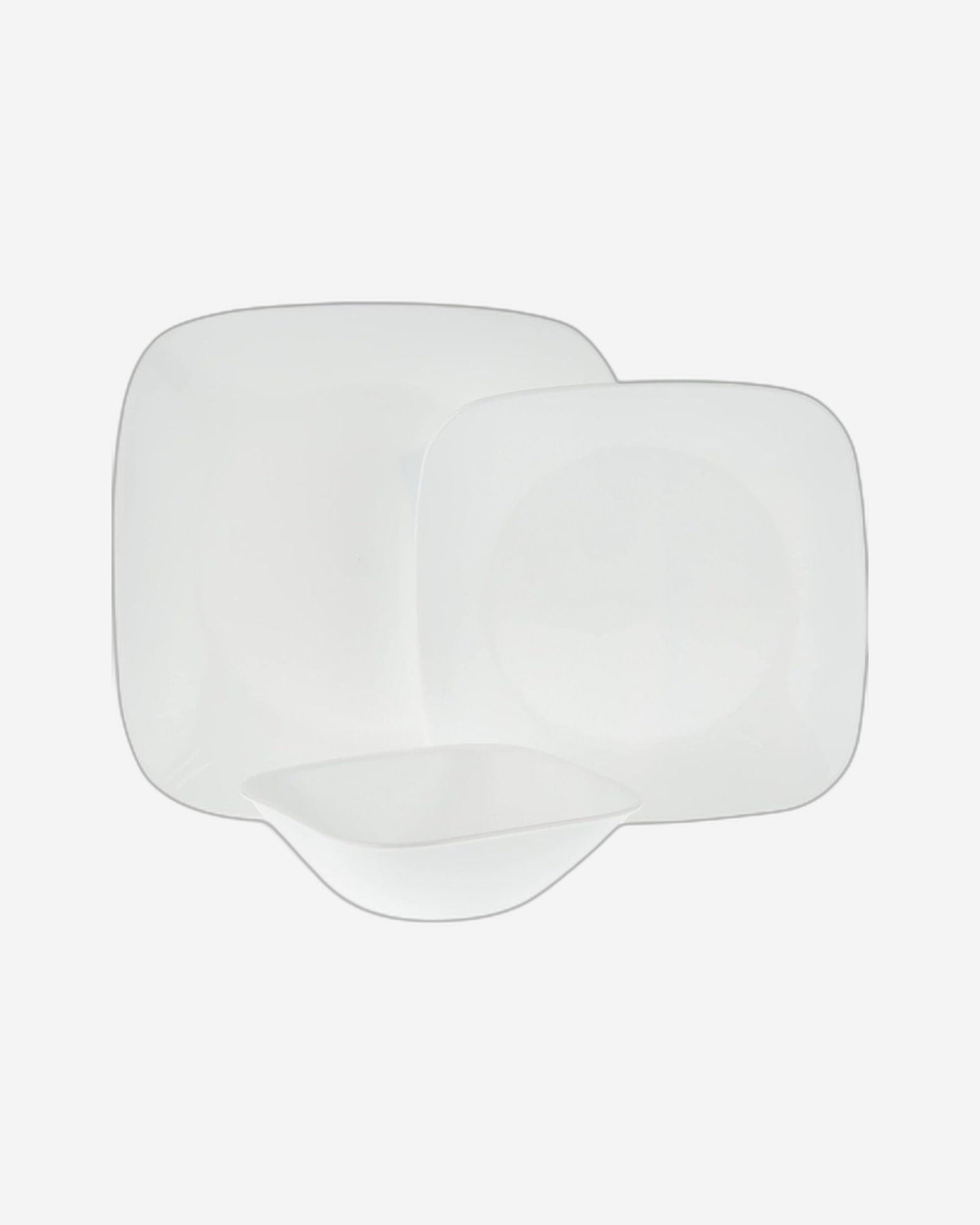 طقم عشاء كوريل 18 قطعة مربع أبيض نقي