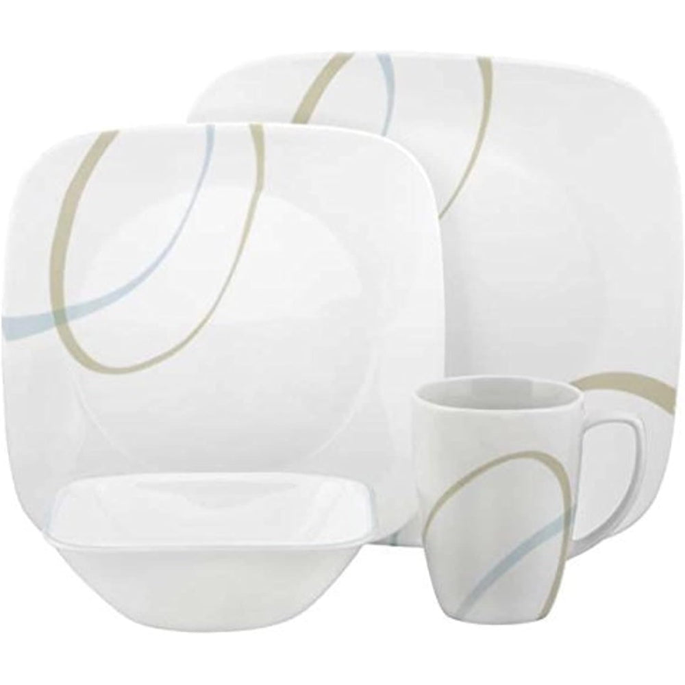 Corelle 16 PCS DINNER SET SQ. SAND & SKY W/MUG