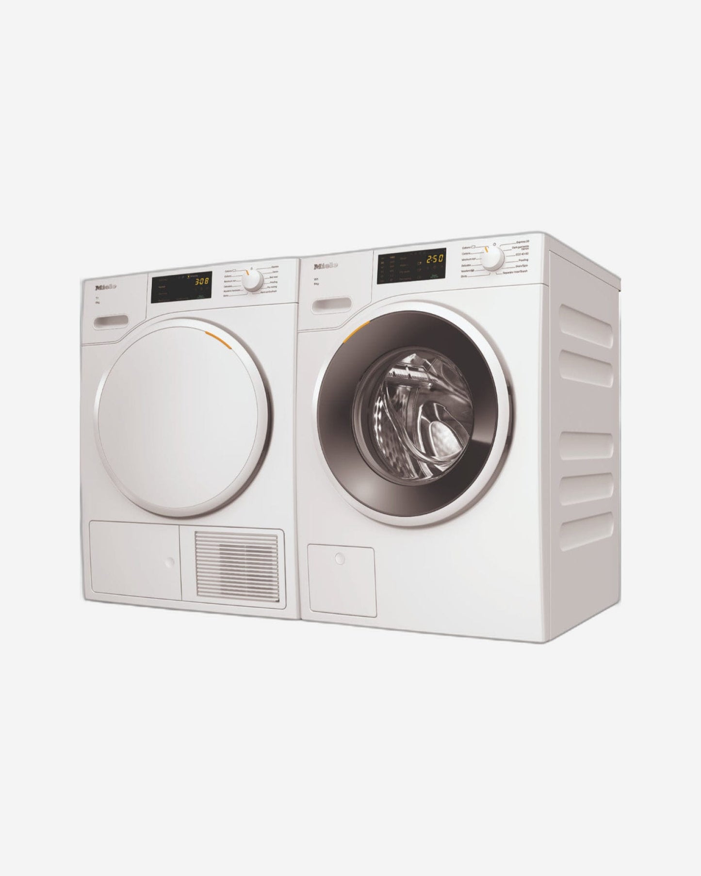 غسالة ملابس Miele Extra Quite سعة 8 كجم - WWD 120 WCS + مجفف بمضخة حرارية سعة 8 كجم - TWC 220 WP