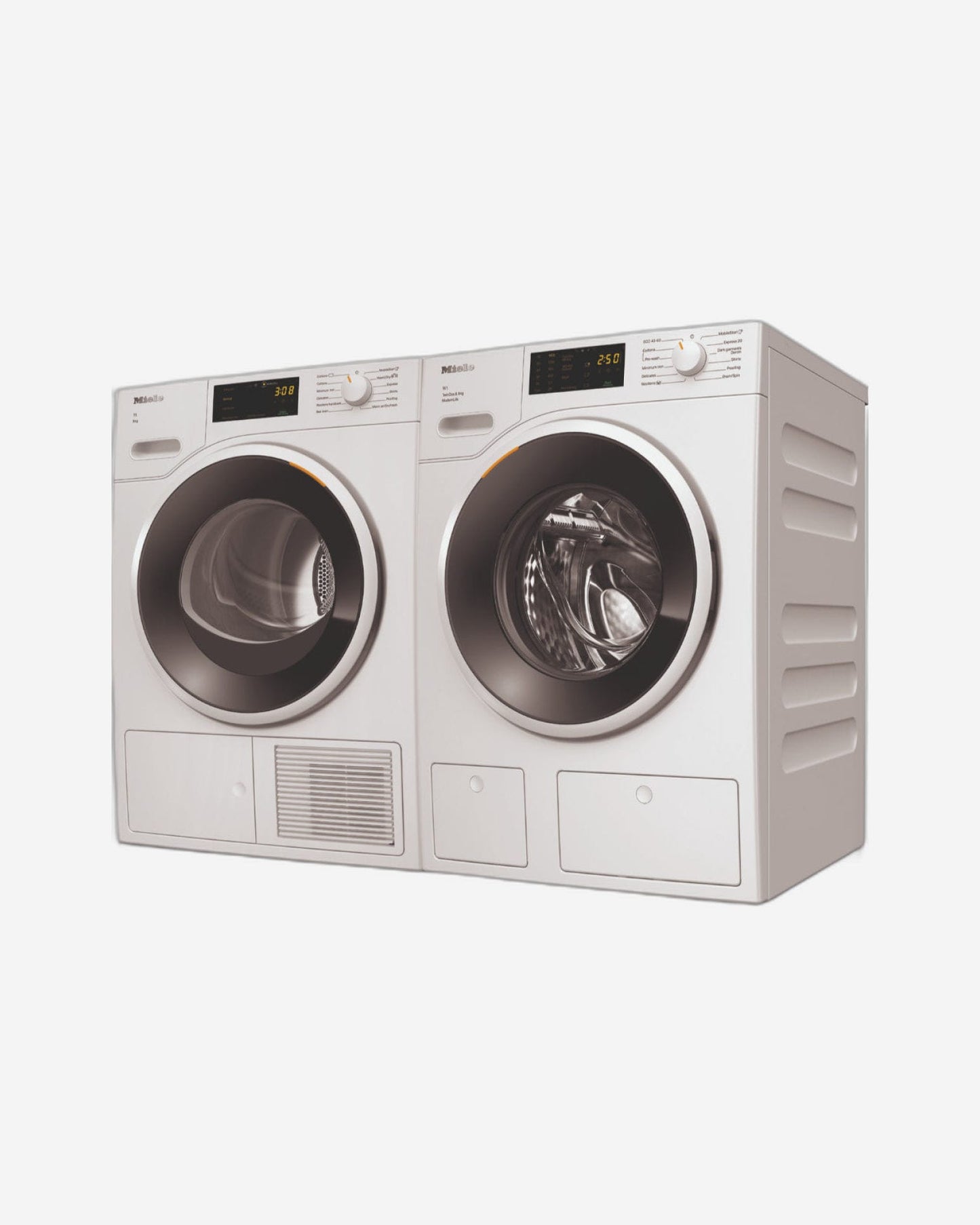 غسالة ملابس Miele ذات التحميل الأمامي سعة 8 كجم WWD660 + مجفف بمضخة حرارية سعة 8 كجم TWD 260