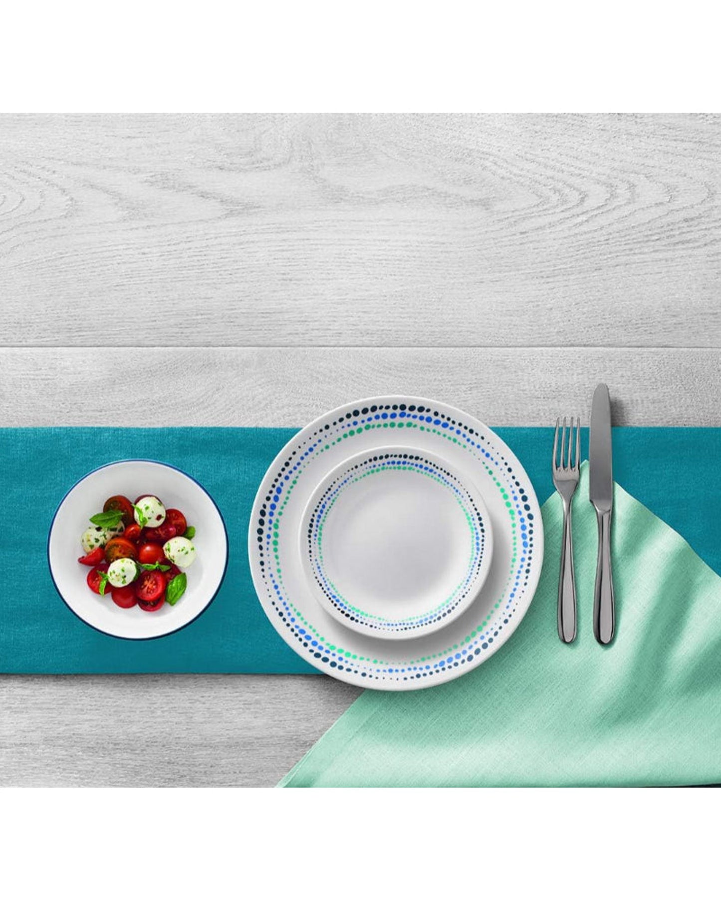 طقم عشاء كوريل 18 قطعة، لون أزرق محيطي