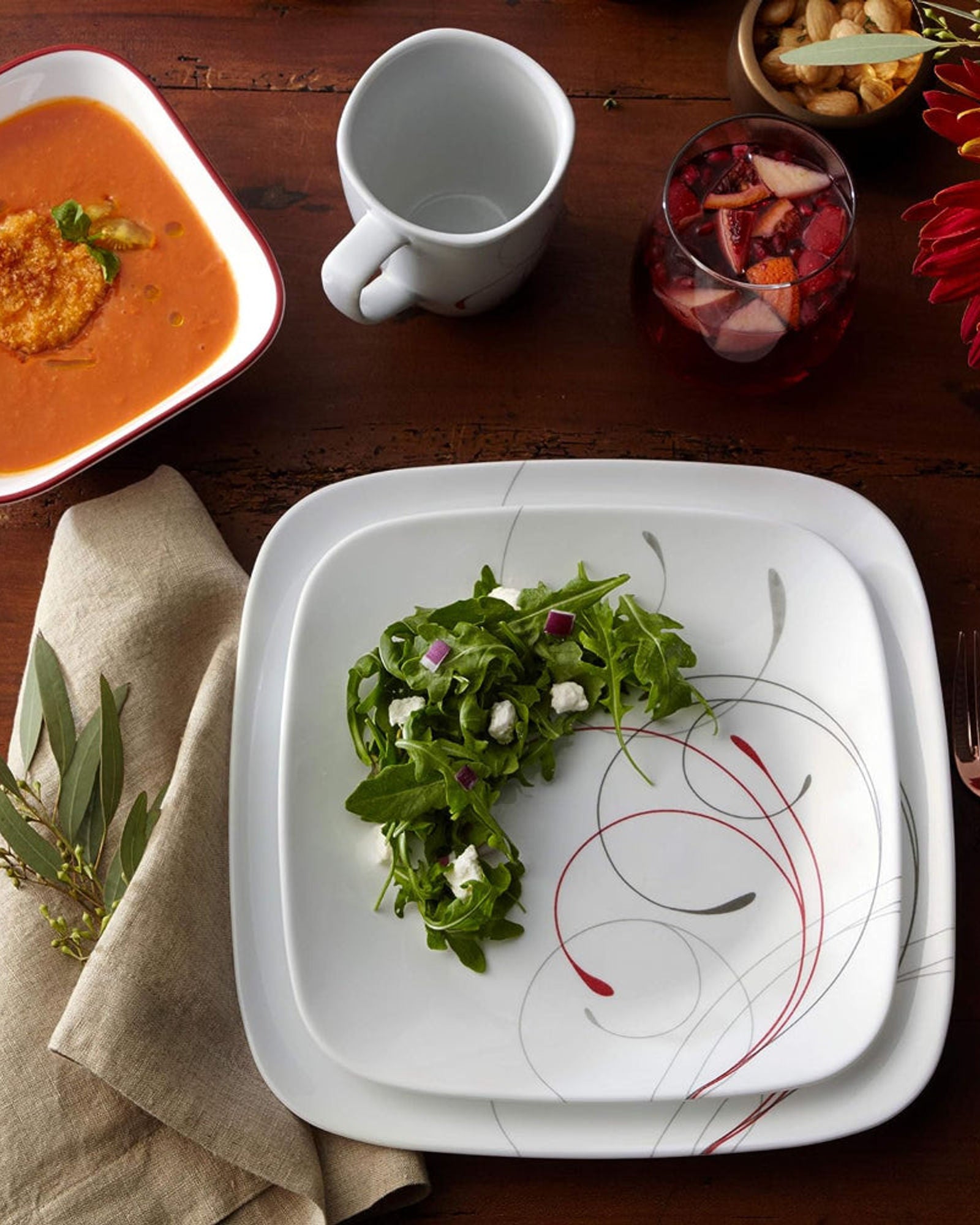 طقم عشاء كوريل 18 قطعة مربعة الشكل (1134338) 1 × 18 كوريل