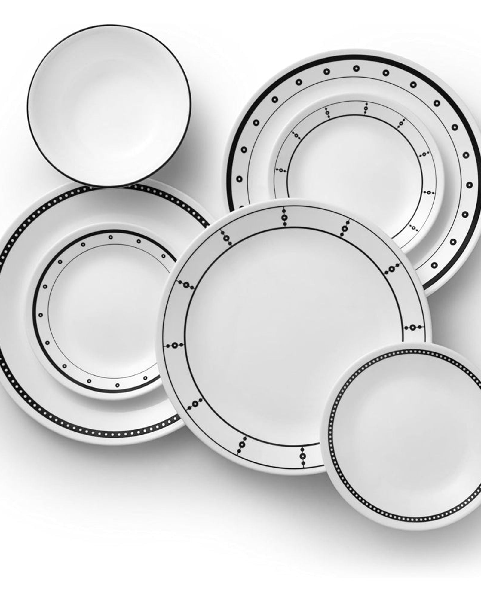 طقم عشاء كوريل 18 قطعة باللونين الأبيض والأسود