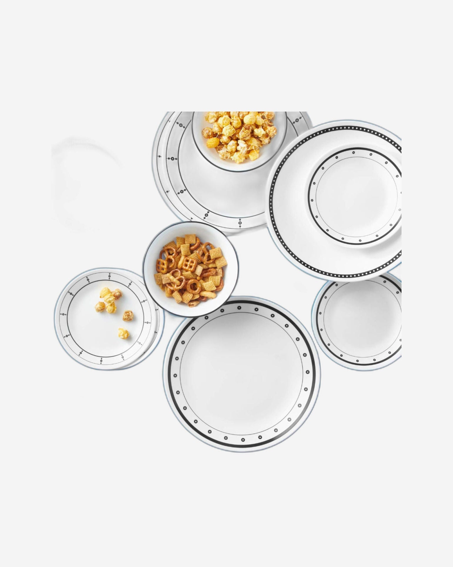 طقم عشاء كوريل 18 قطعة باللونين الأبيض والأسود