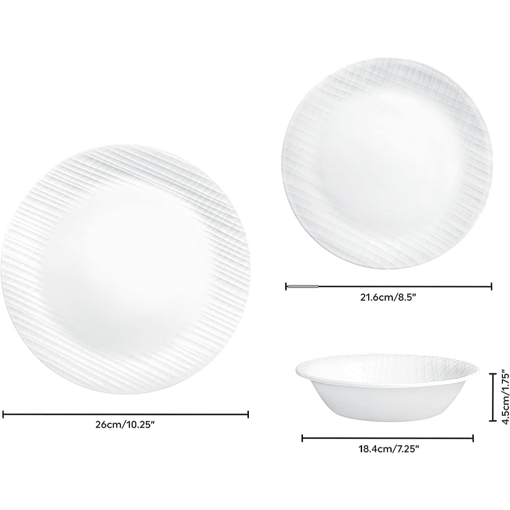 طقم عشاء كوريل من 12 قطعة من الكتان المنسوج