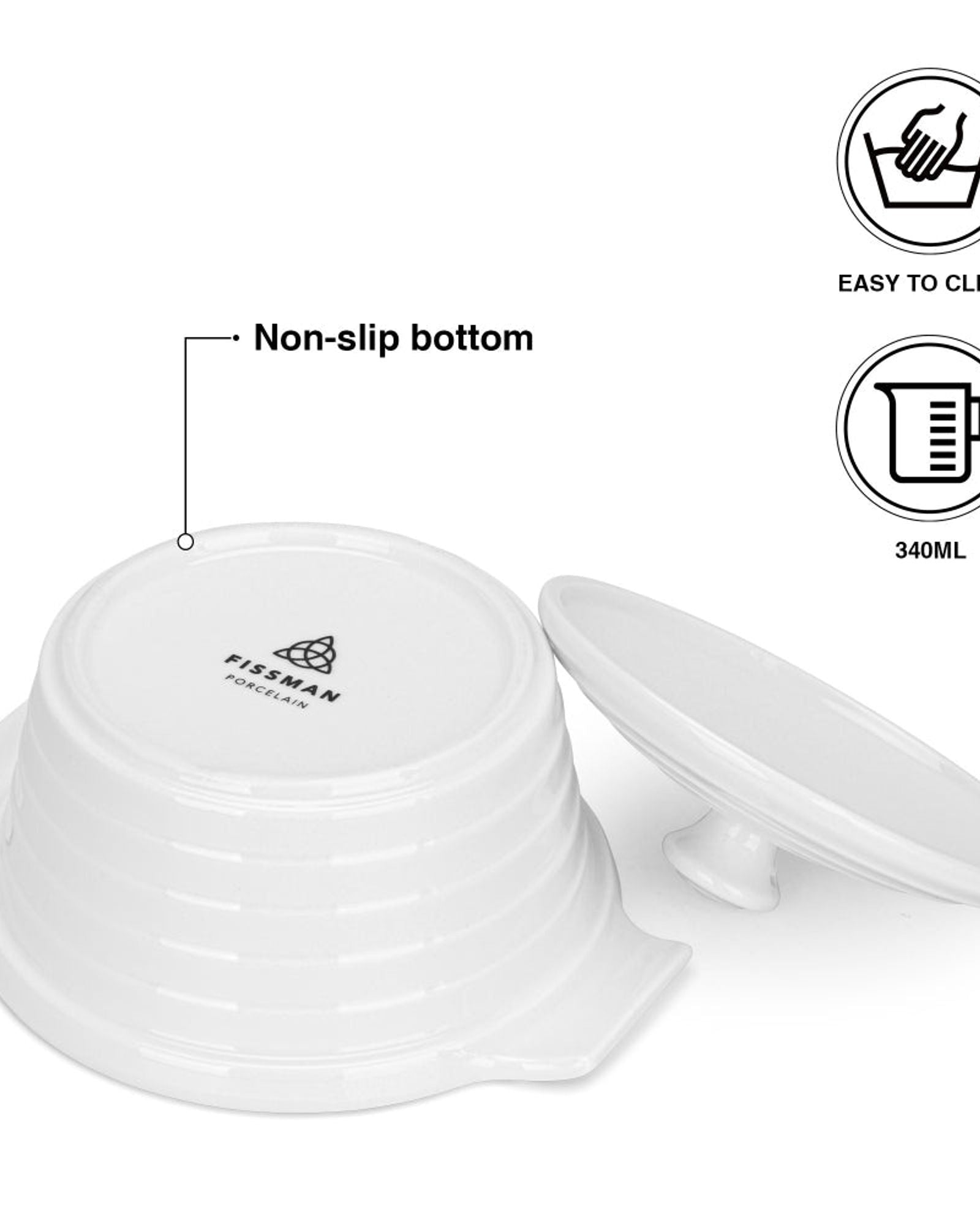 صينية خبز فيسمان، وعاء دائري صغير مع غطاء، 13×6 سم/340 مل