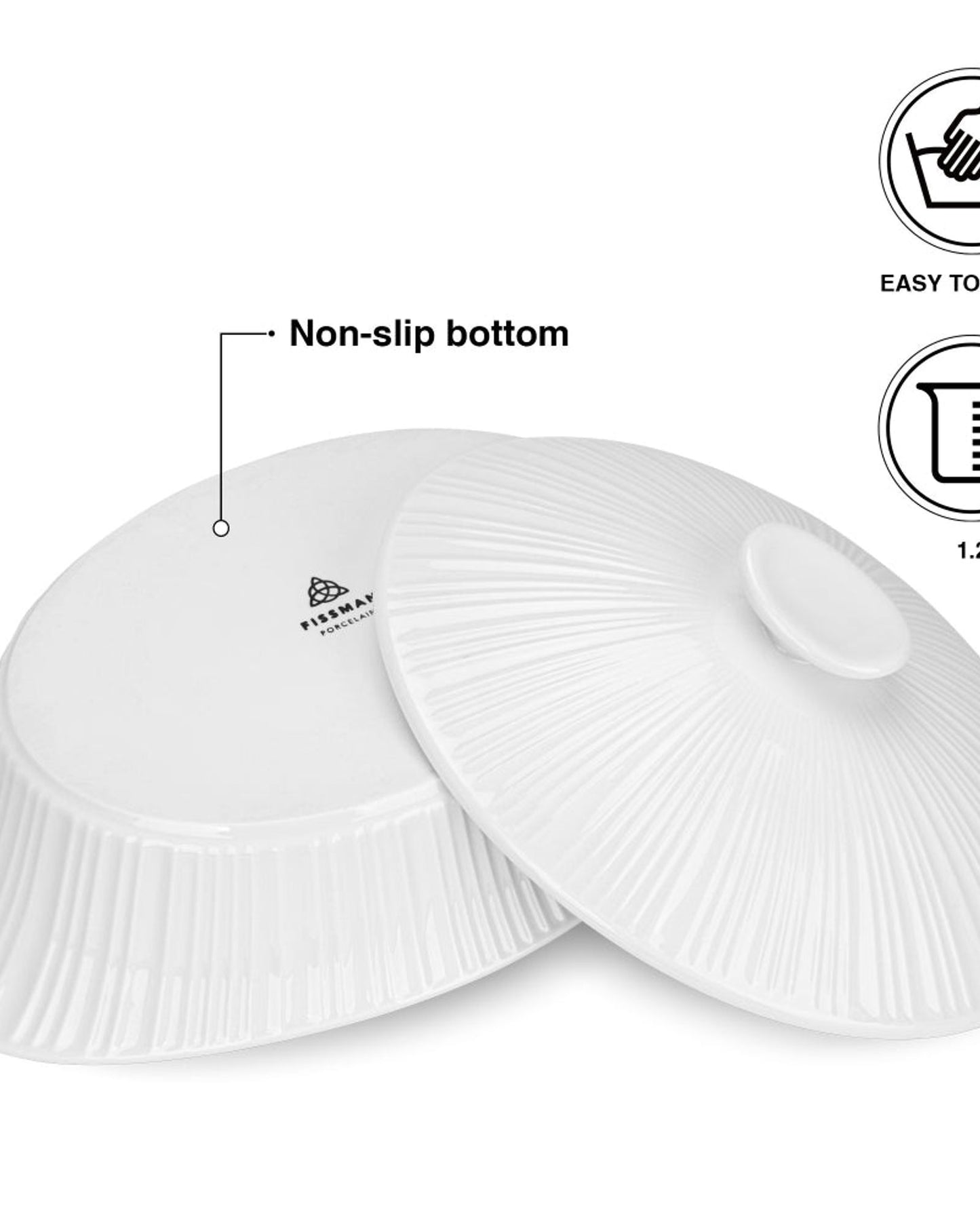 صينية خبز فيسمان، صينية خبز بيضاوية الشكل، 25×21.5×8 سم/1.2 لتر