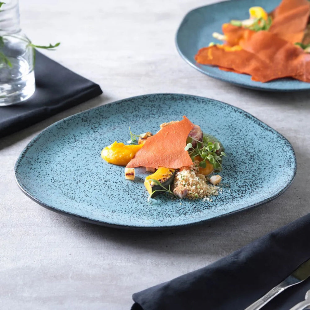 طبق عشاء بيضاوي عضوي من الفخار الحجري مقاس 31×24×2.5 سم، سماء ليلية، صنع في البرازيل