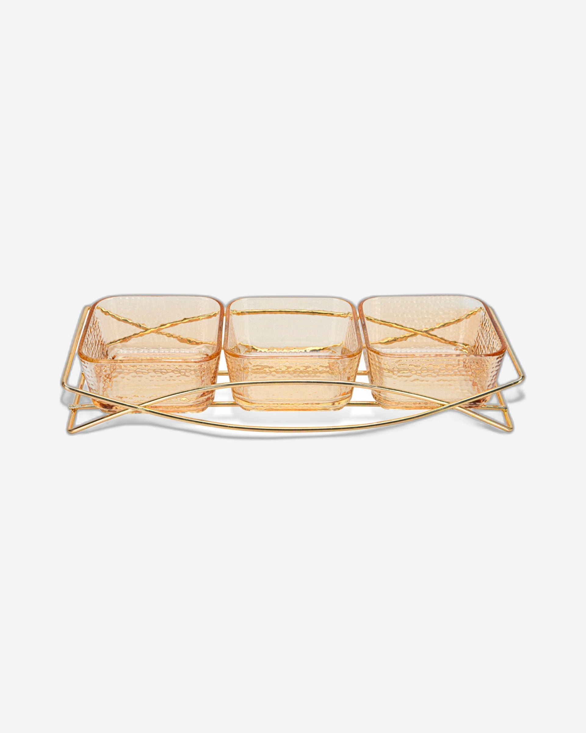 وعاء زجاجي بريستين من فيسمان، 3 قطع، مع حامل معدني، 9.9×9.9×5 سم، 280 مل/31.8×11.6×5.3 سم