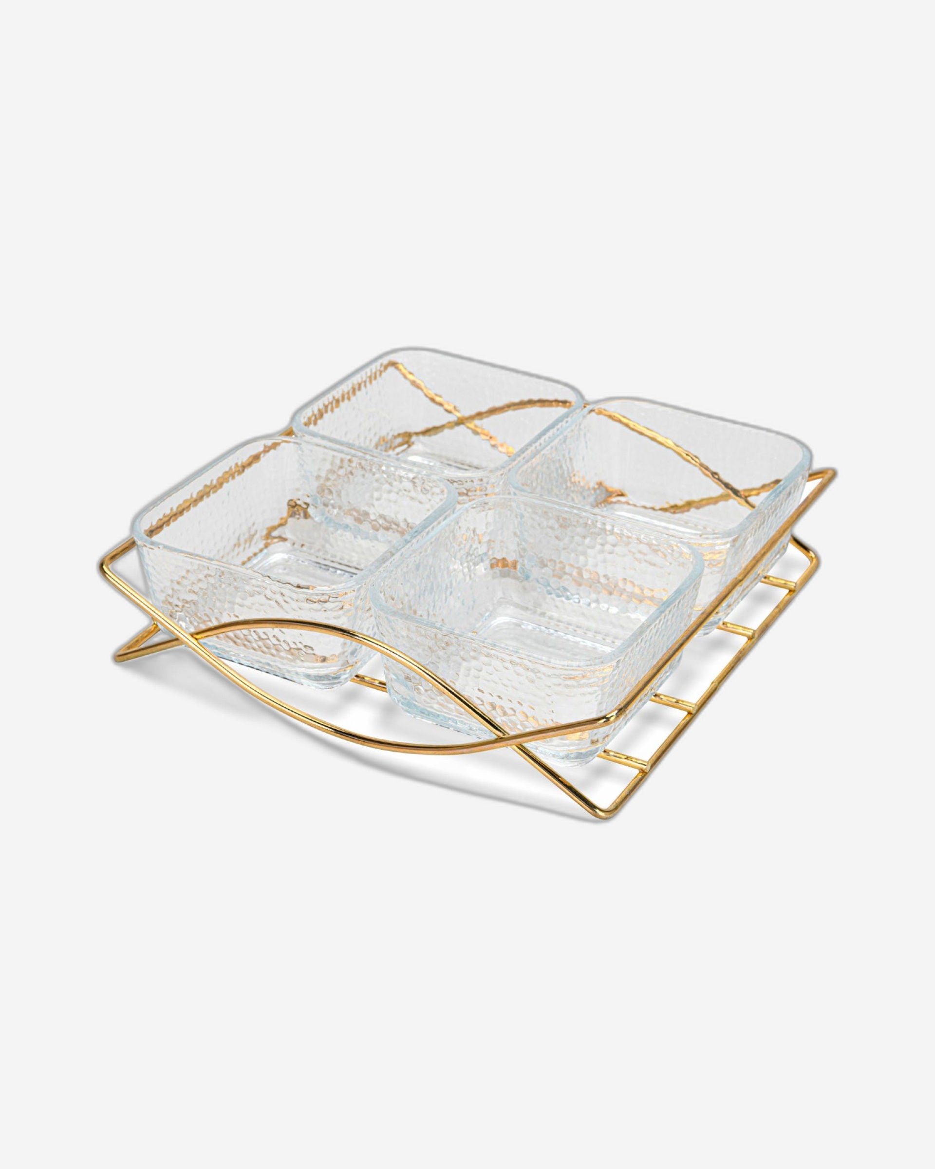 وعاء فيسمان بريستين الزجاجي الشفاف، 4 قطع، مع حامل معدني، 280 مل/21.7×21×5.3 سم