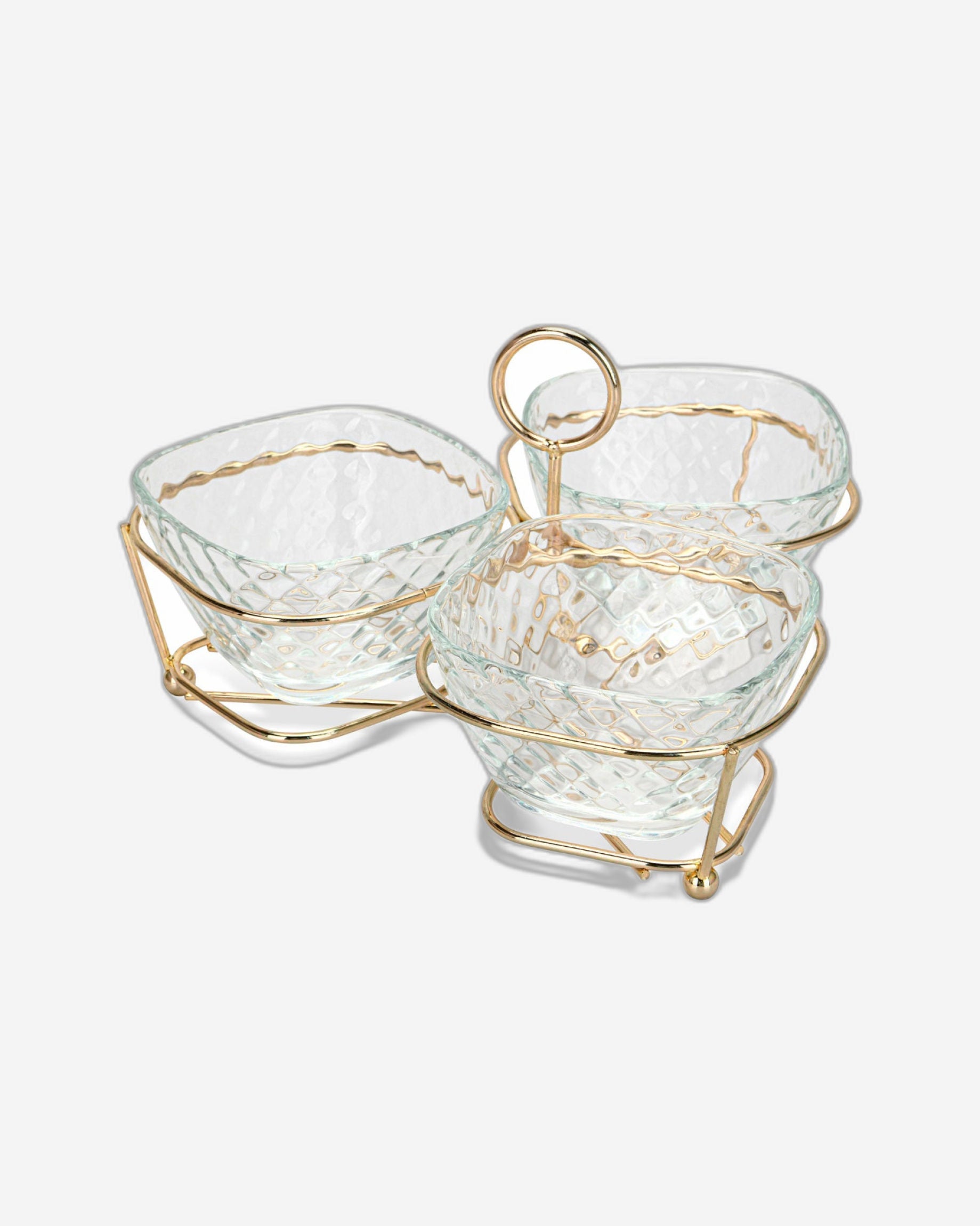 وعاء فيسمان بريستين الزجاجي الشفاف المكون من 3 قطع مع حامل معدني، سعة 280 مل/22.1×22.1×13.1 سم