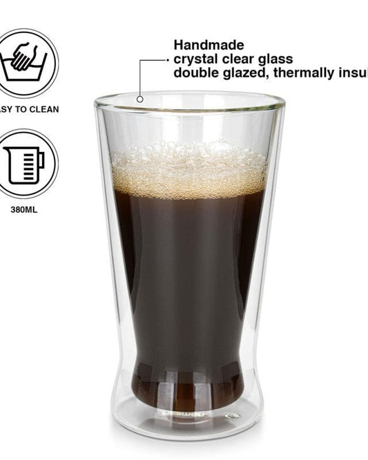 أكواب فيسمان مزدوجة الجدار من زجاج البوروسيليكات، قطعتان، سعة 380 مل