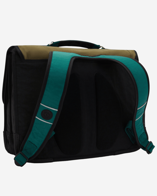 حقيبة مدرسية متوسطة من Kipling Preppy باللون الأسود الكاكي مع غطاء للمطر 12074-5FY