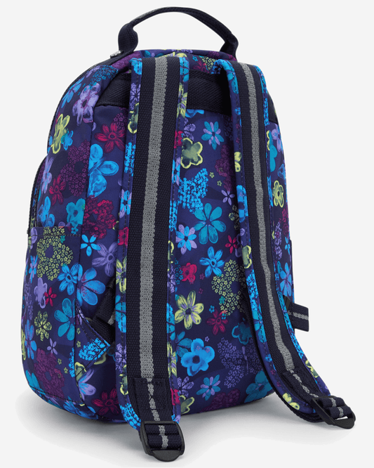 Kipling Seoul S Dark Flwr Stamp حقيبة ظهر صغيرة (مع جيب لوحي) I5357-4FM