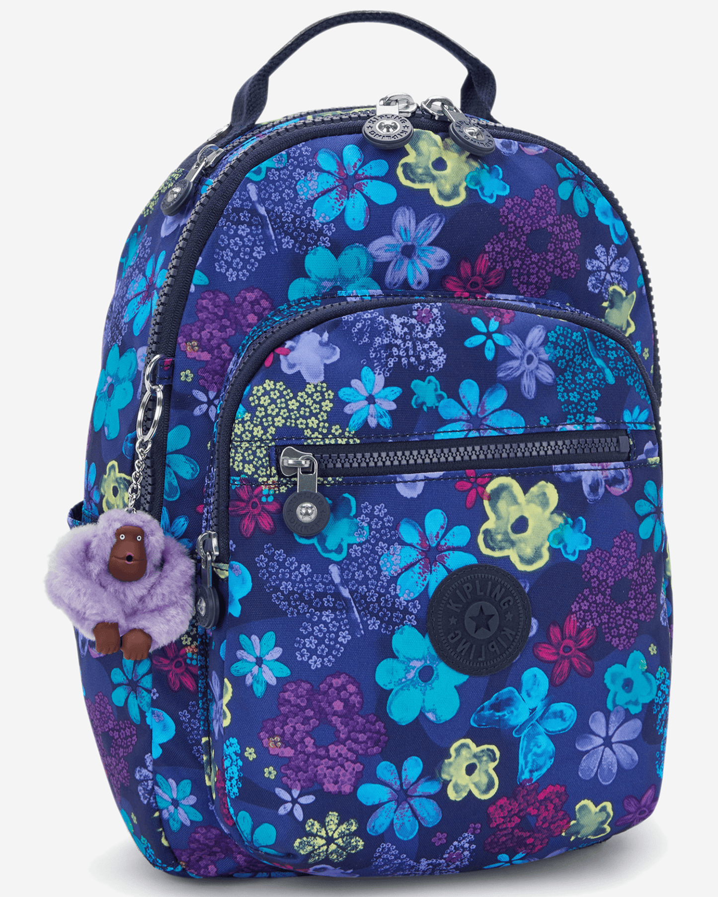 Kipling Seoul S Dark Flwr Stamp حقيبة ظهر صغيرة (مع جيب لوحي) I5357-4FM