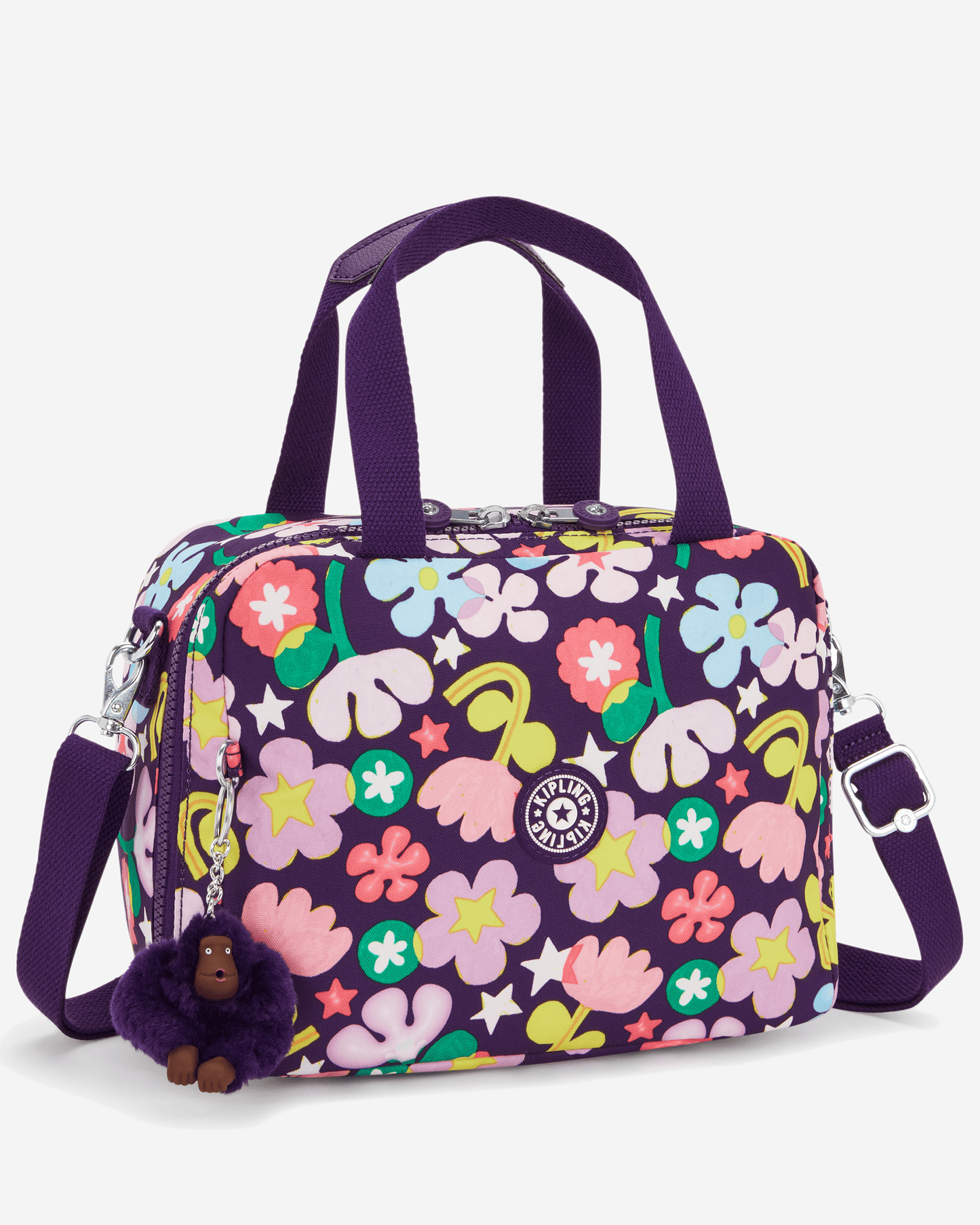 حقيبة غداء كبيرة مزينة بفيونكة Kipling Miyo Fairy Flower مع جيب للترولي I2989-9MO