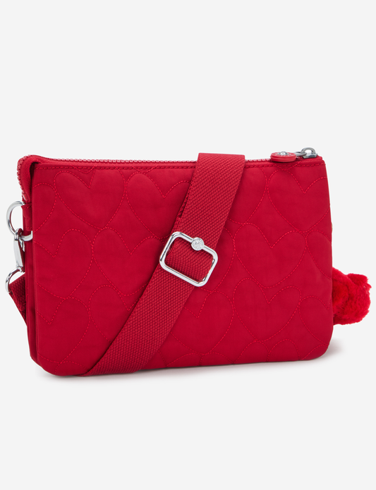 KIPLING ريري حقيبة كروس بودي صغيرة حمراء بطبعات قلوب (مع حزام كتف قابل للإزالة) I5358-1HU