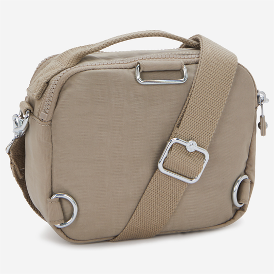 KIPLING Cahir Soft Taupe حقيبة كروسبودي صغيرة (قابلة للتحويل إلى حقيبة ظهر) I8061-4PW