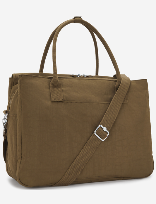 KIPLING حقيبة عامل سوبر Smooth Khaki للعمل (مع حزام كتف قابل للإزالة) I4444-1NA