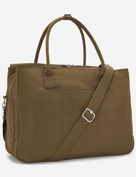 KIPLING حقيبة عامل سوبر Smooth Khaki للعمل (مع حزام كتف قابل للإزالة) I4444-1NA