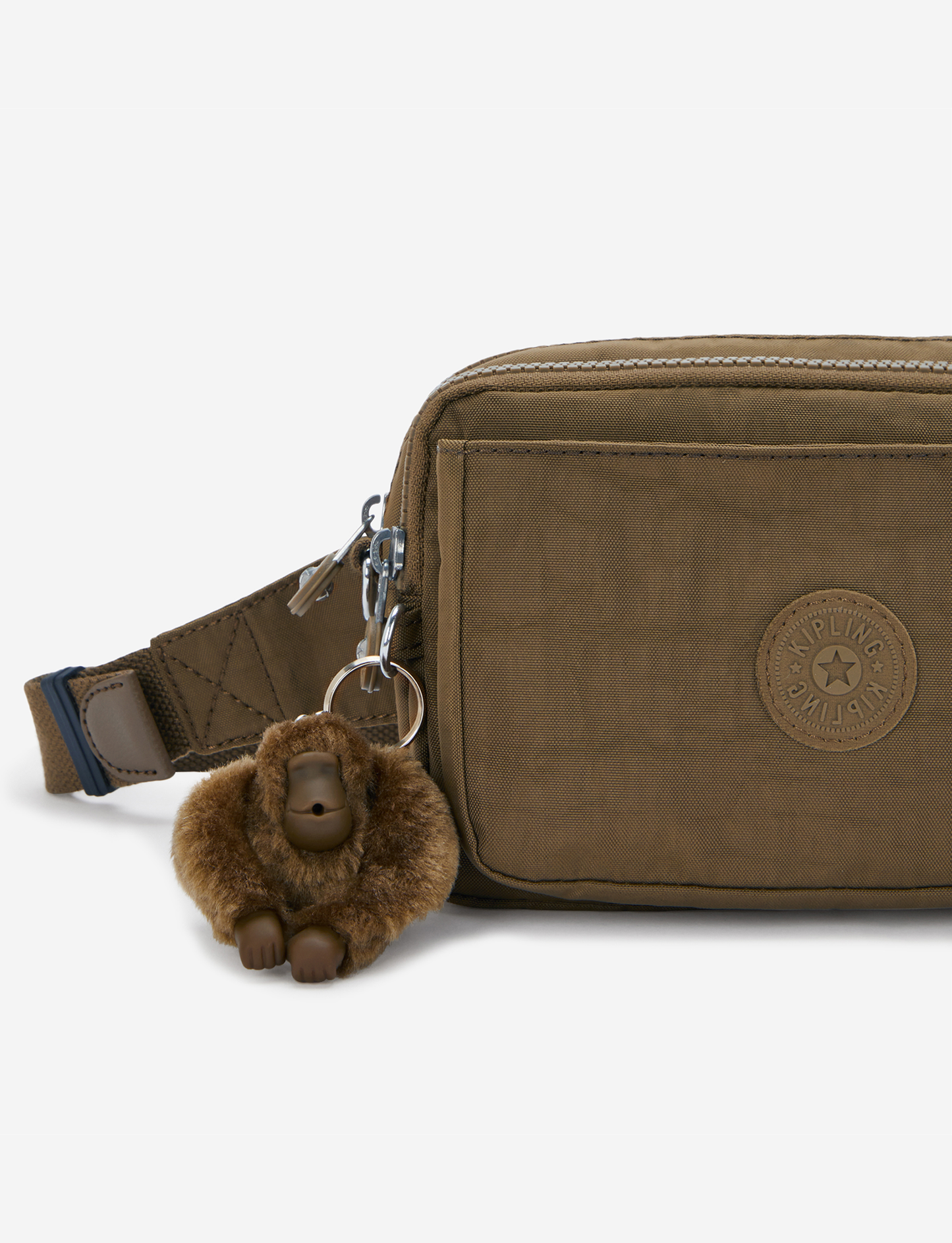 KIPLING Abanu Multi Smooth Khaki حقيبة كروسبودي صغيرة قابلة للتحويل إلى حقيبة خصر (مع حزام كتف قابل للإزالة) I3795-1NA
