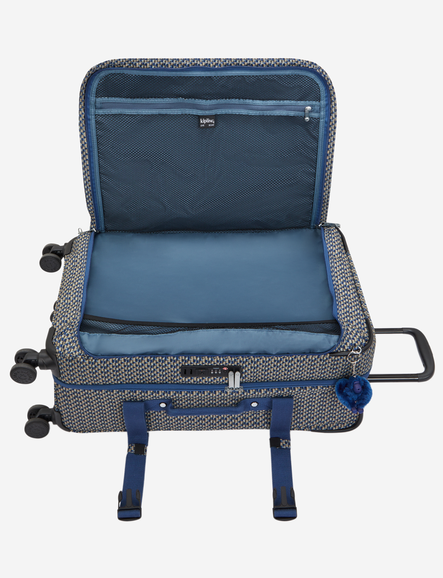 KIPLING Spontaneous M Blue on Wire Medium wheeled luggage I4556-9PC