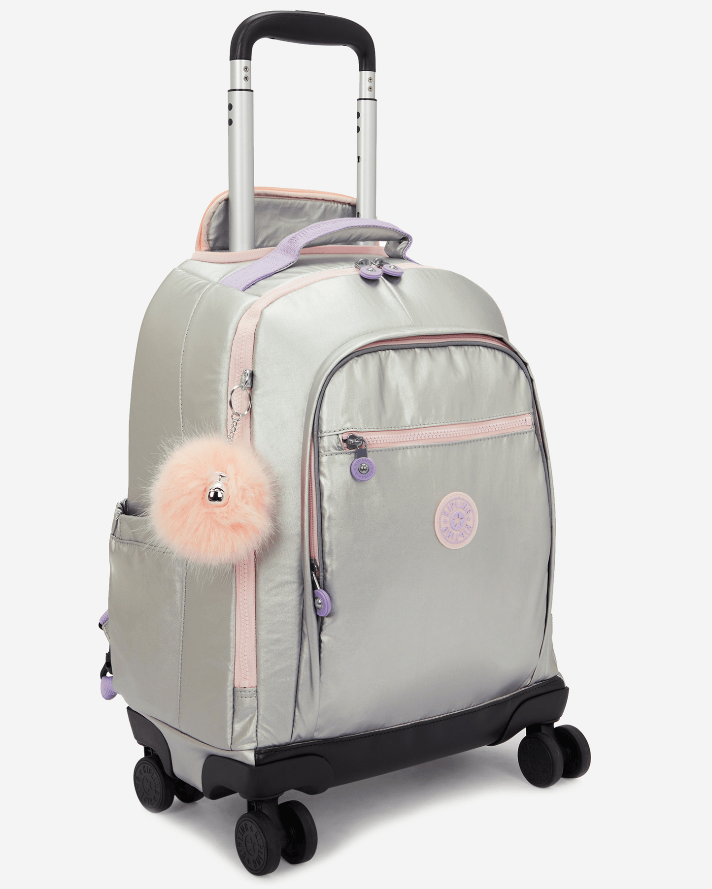 حقيبة ظهر كبيرة بعجلات مع حجرة كمبيوتر محمول من كيبلينج - New Zea Silver Glow Met I7267-54M