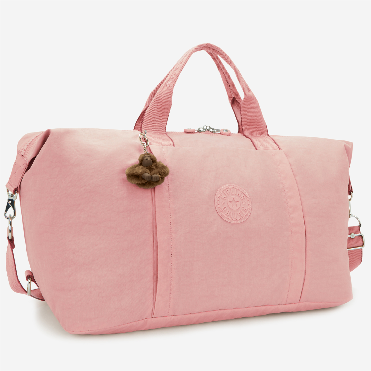 KIPLING Bori Memory Pink Large حقيبة سفر (مع حزام لعربة السفر وحزام كتف قابل للإزالة) I4582-0PN