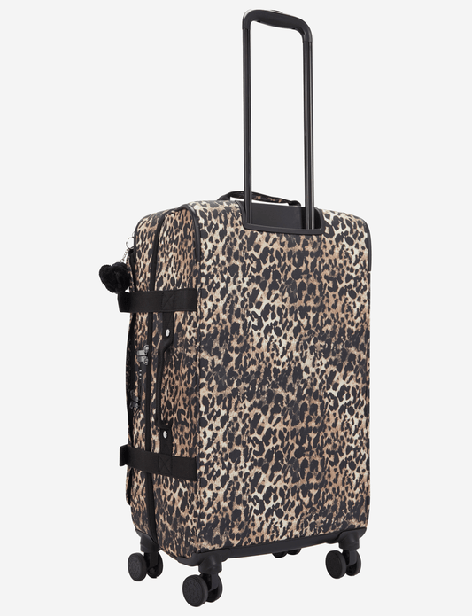 KIPLING Spontaneous M حقيبة سفر بعجلات متوسطة بطبعة جلد الفهد البري I4556-6JP