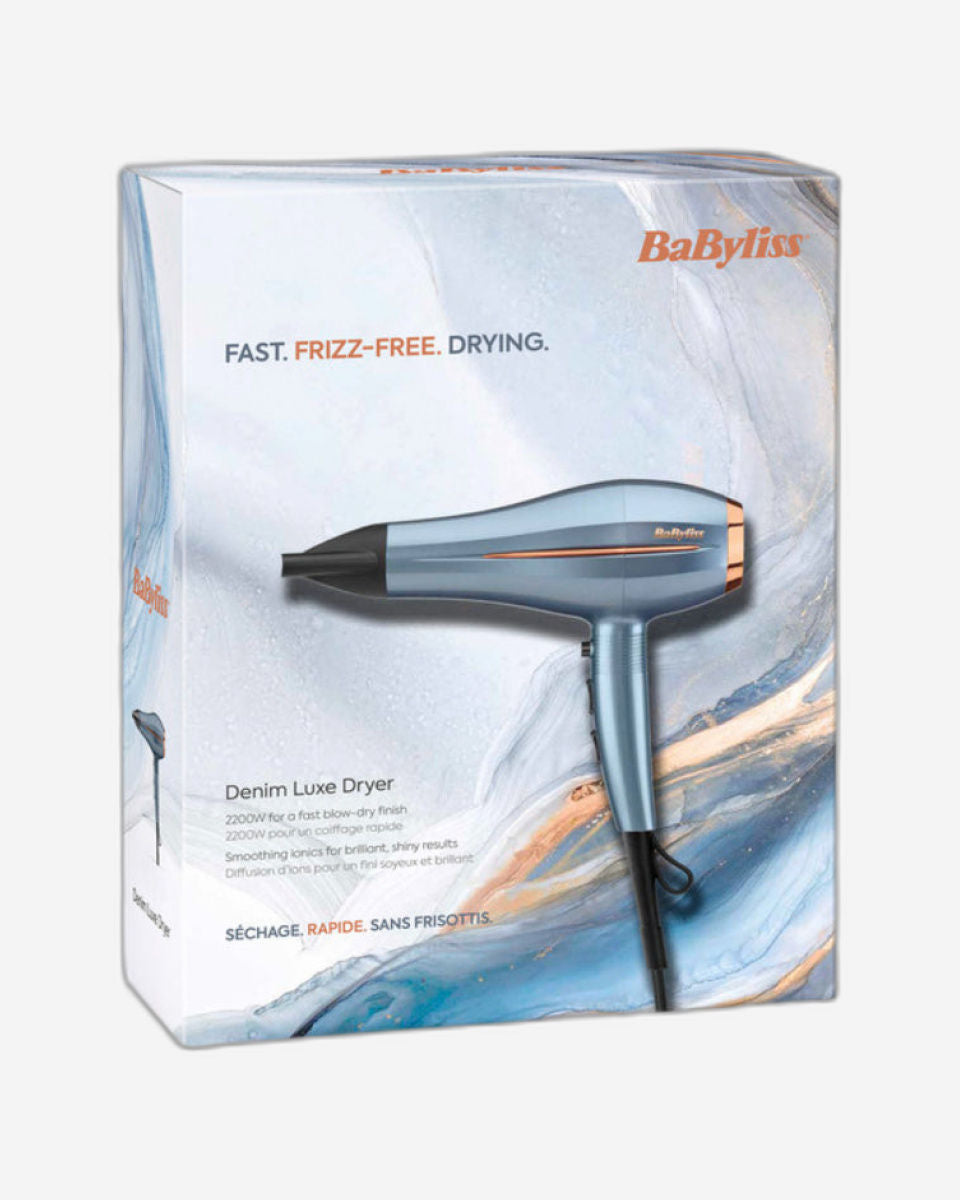 مجفف شعر BaByliss بقوة 2200 واط يعمل بالتيار المستمر بتقنية الأيونات | محرك قوي لتجفيف سريع | فوهة تصفيف واحدة | تحكم في تجعد الشعر | تصميم خفيف الوزن | مثالي للشعر الكثيف والمجعد – D251PSDE