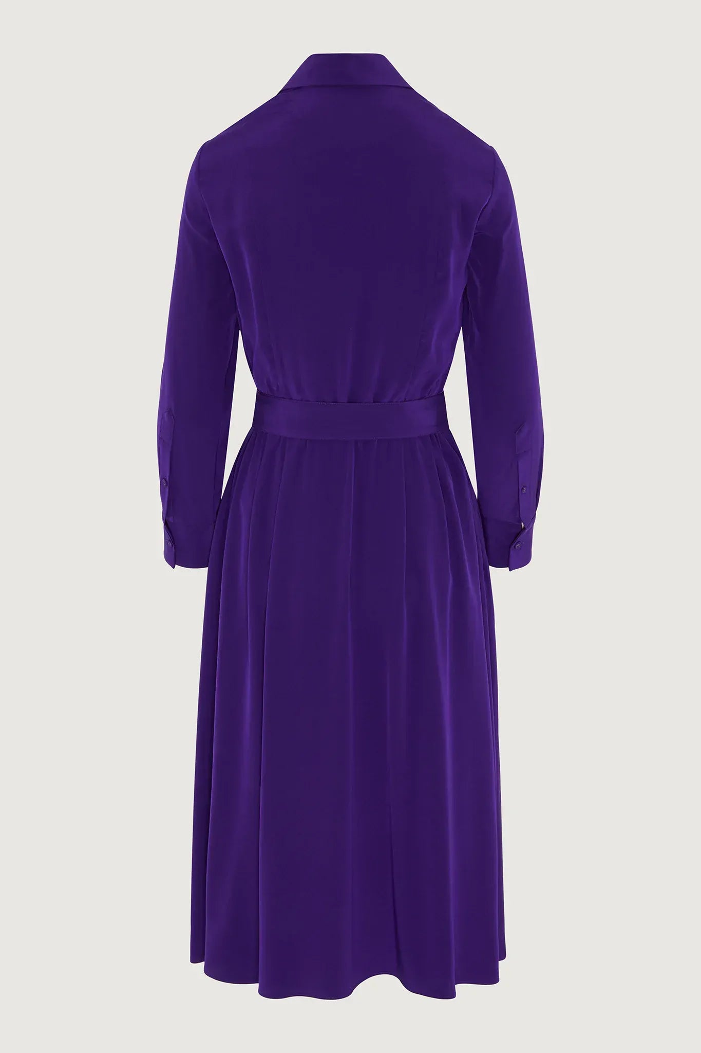 Fleur Silk Full Skirt Shirt Dress in Purple