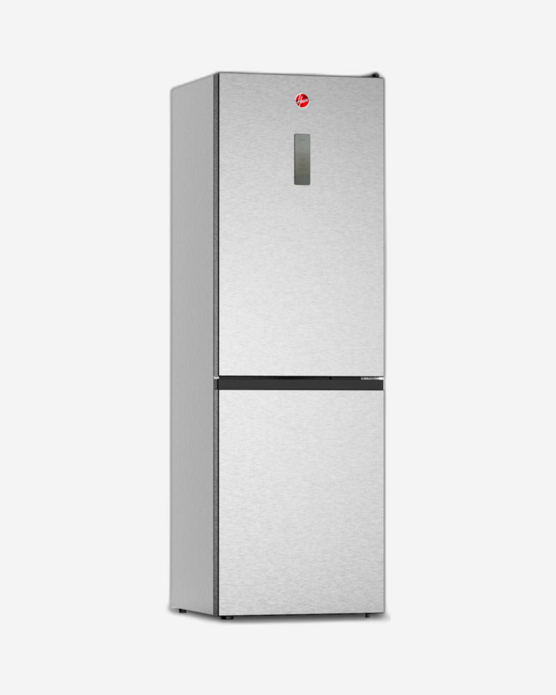 ثلاجة هوفر ٣٩٠ لترًا بقاعدة سفلية مع شاشة LED، خاصية منع التجمد، تحكم إلكتروني، منظم حرارة قابل للتعديل، ٣ أرفف زجاجية، ٢ درج للخضراوات، ٣ أرفف للفريزر، ضمان لمدة عام - ستانلس ستيل - HBR-H390-S