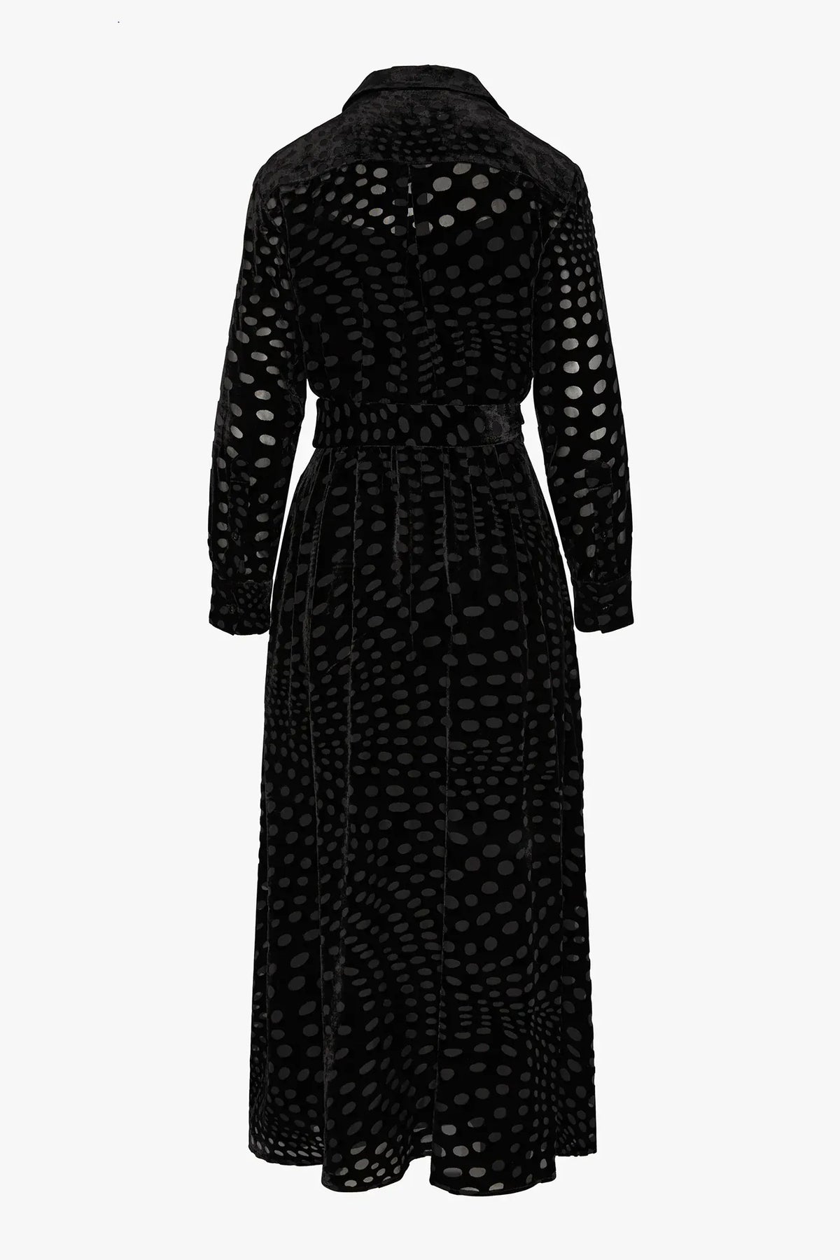 Isabel Velvet Devoré Shirt Dress in Black