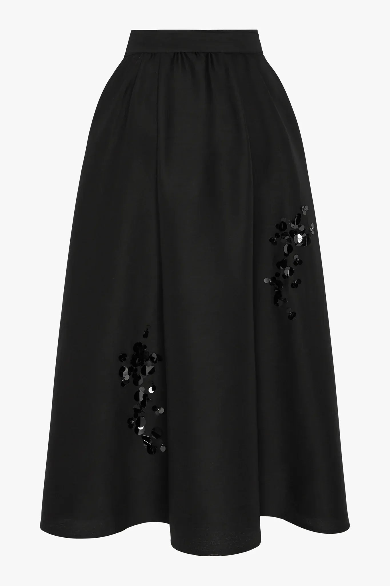 Imelda Wool Silk Sequin Skirt in Black