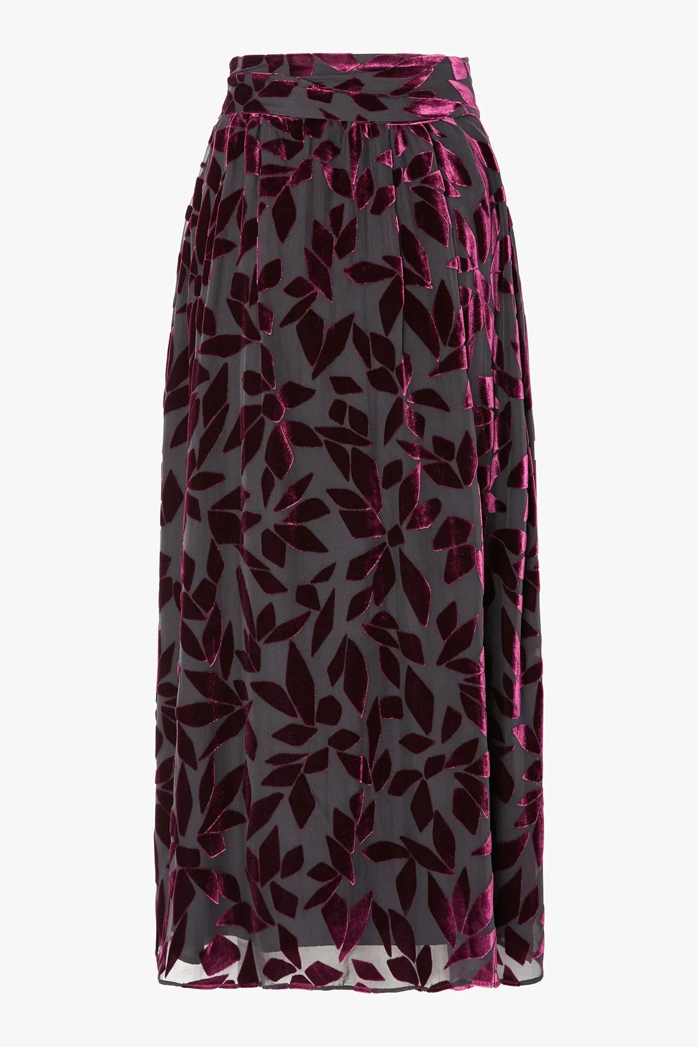 Idalia Velvet Burn Out Skirt in Cerise Geo Pink