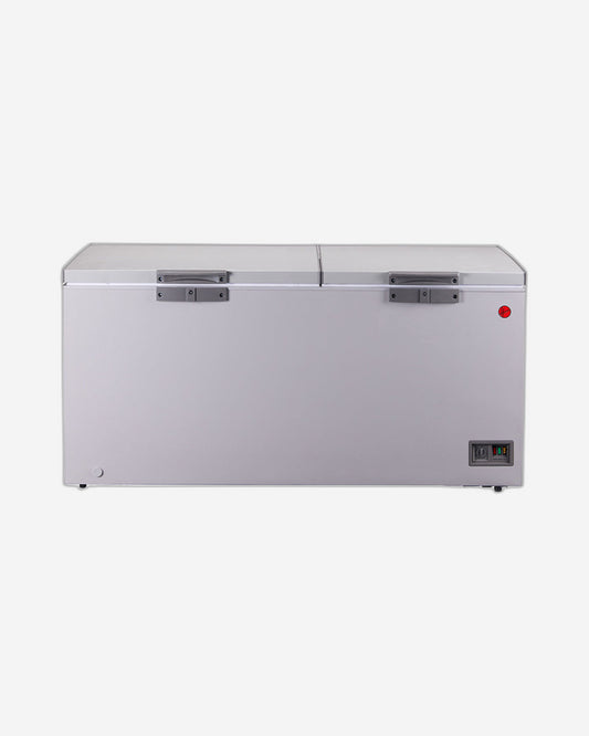 فريزر هوفر 643 لتر ببابين، منخفض التجمد، درجة حرارة قابلة للتحويل، إضاءة LED، ضمان لمدة عام، لون رمادي فاخر - HCF-K643-GR