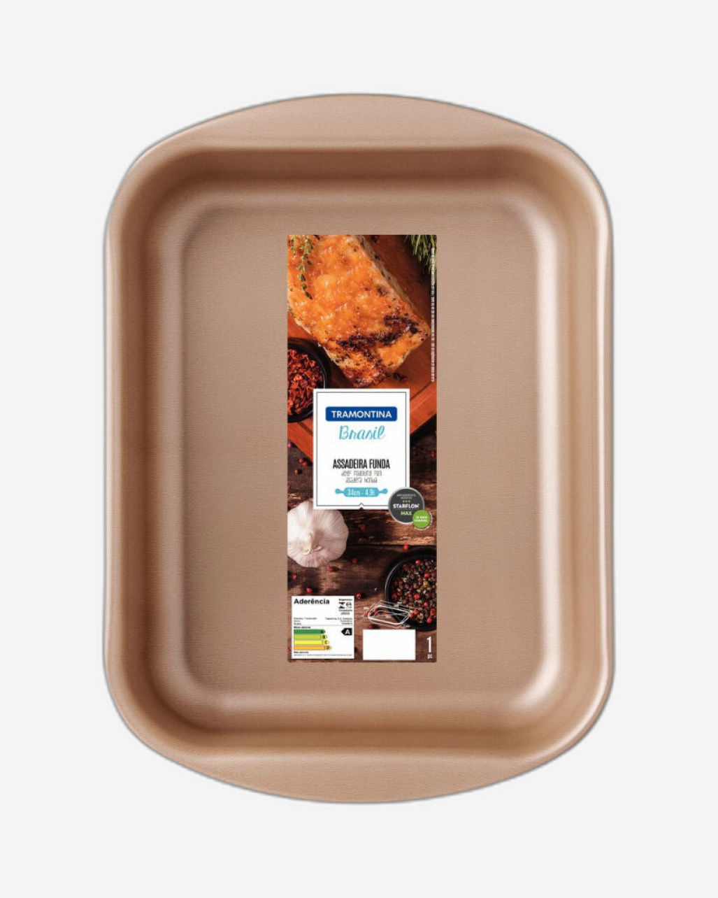 مقلاة تحميص عميقة من الألومنيوم من ترامونتينا برازيل مع طبقة ستارفلون ماكس غير لاصقة داخلية وخارجية باللون الأحمر، 34 سم، 4.9 لتر