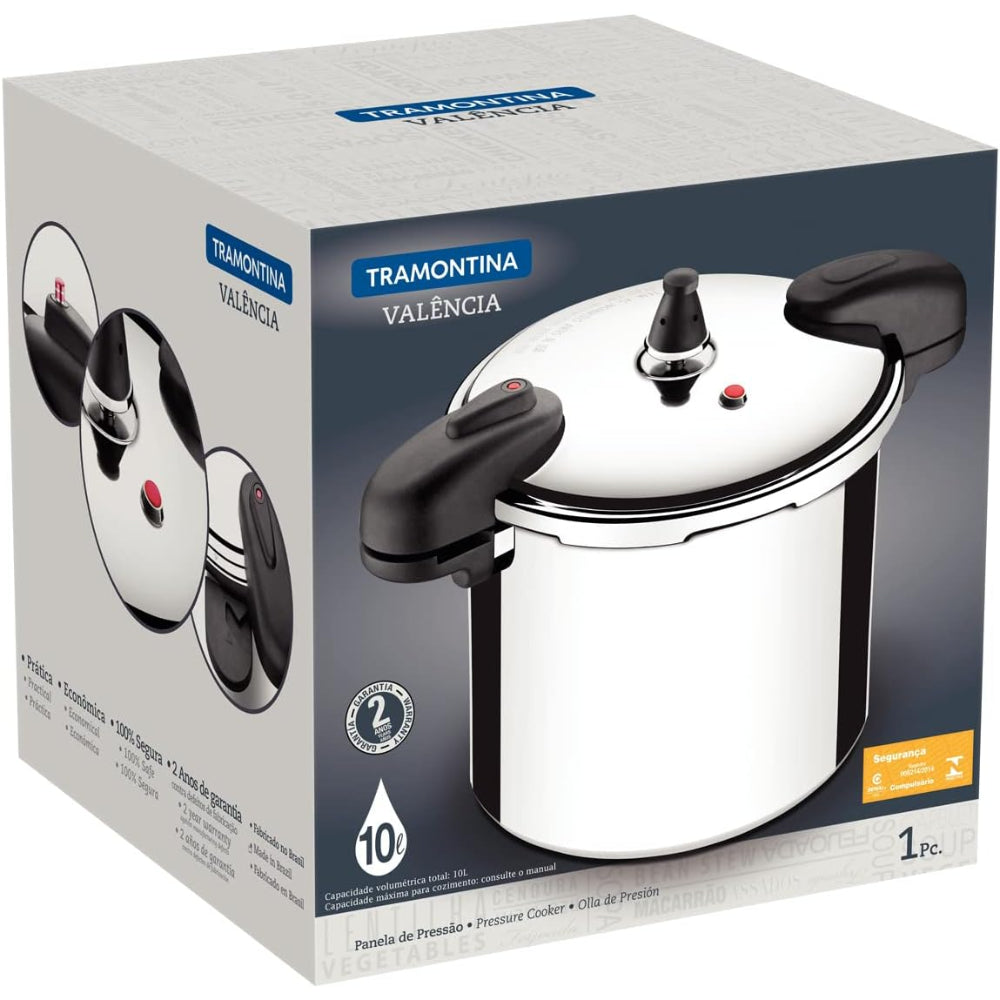 طنجرة ضغط ترامونتينا برازيل فالنسيا 24 سم 8 لتر من الألومنيوم المصقول