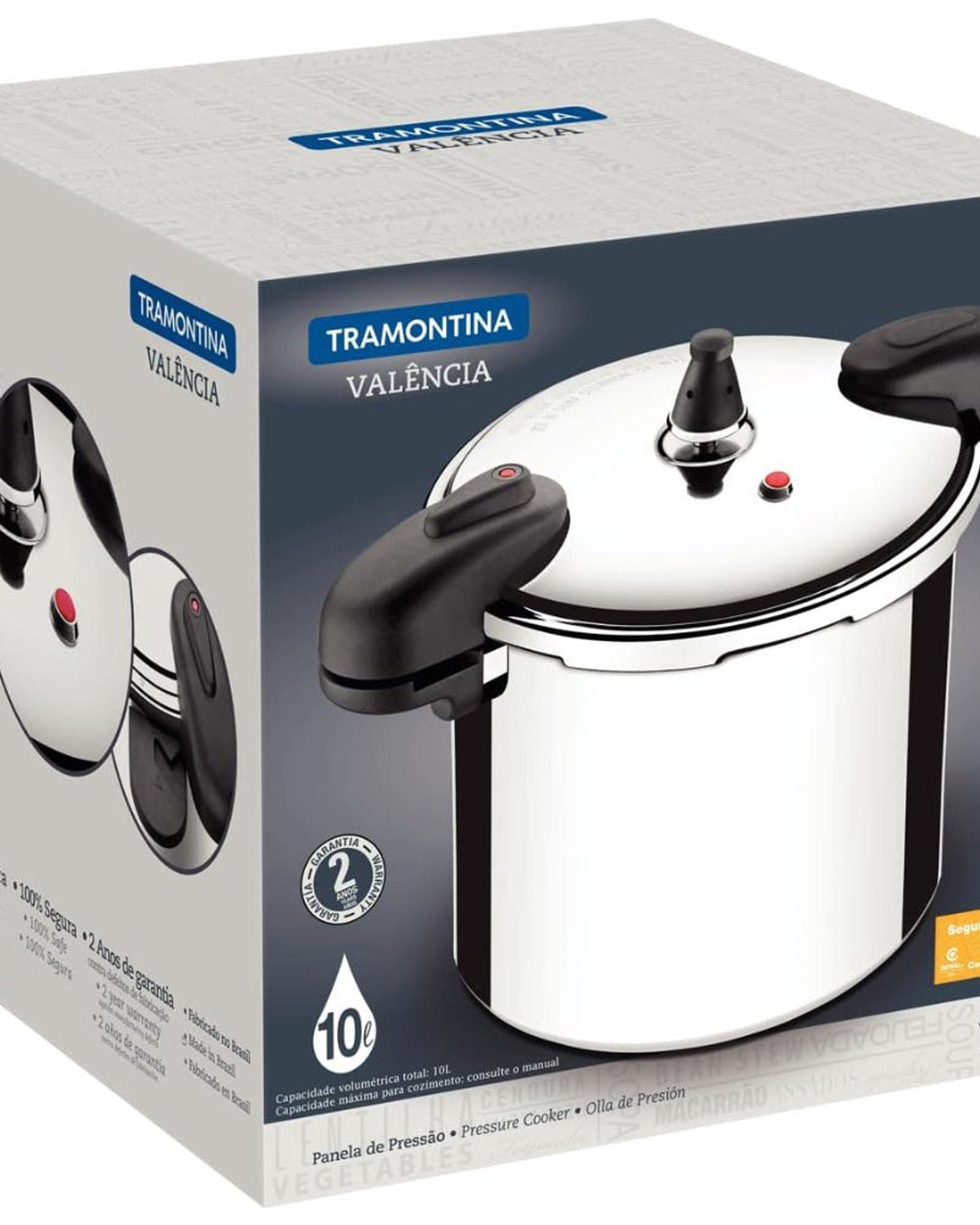 طنجرة ضغط ترامونتينا برازيل فالنسيا 24 سم 8 لتر من الألومنيوم المصقول