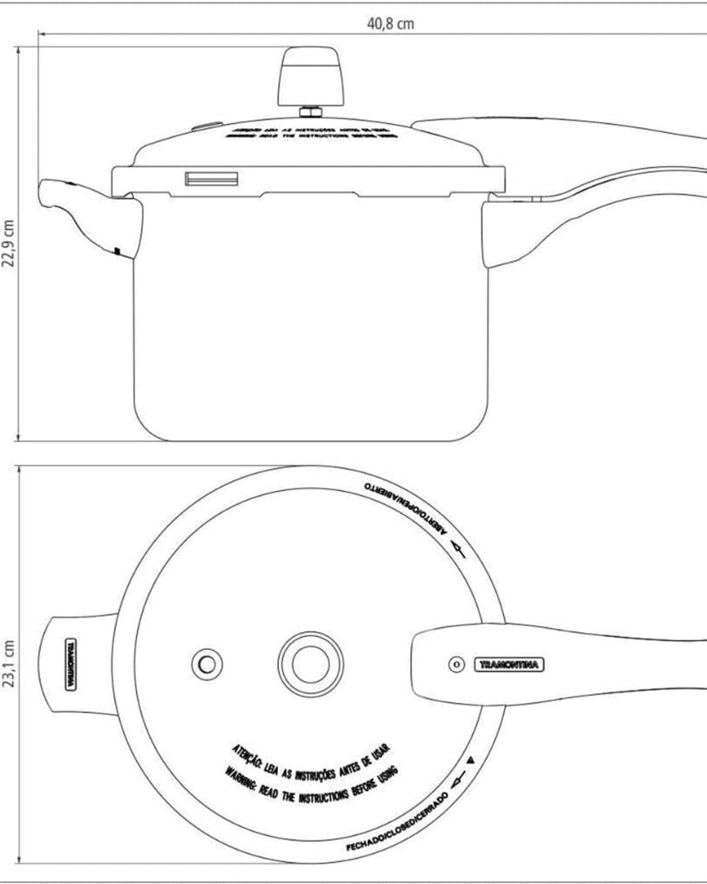 طنجرة ضغط ترامونتينا برازيل فانكوفر 20 سم 4.5 لتر من الألومنيوم الأزرق سهلة التنظيف من الداخل والخارج، طلاء ستارفلون ماكس غير لاصق خالٍ من حمض بيرفلورو الأوكتانويك (PFOA)