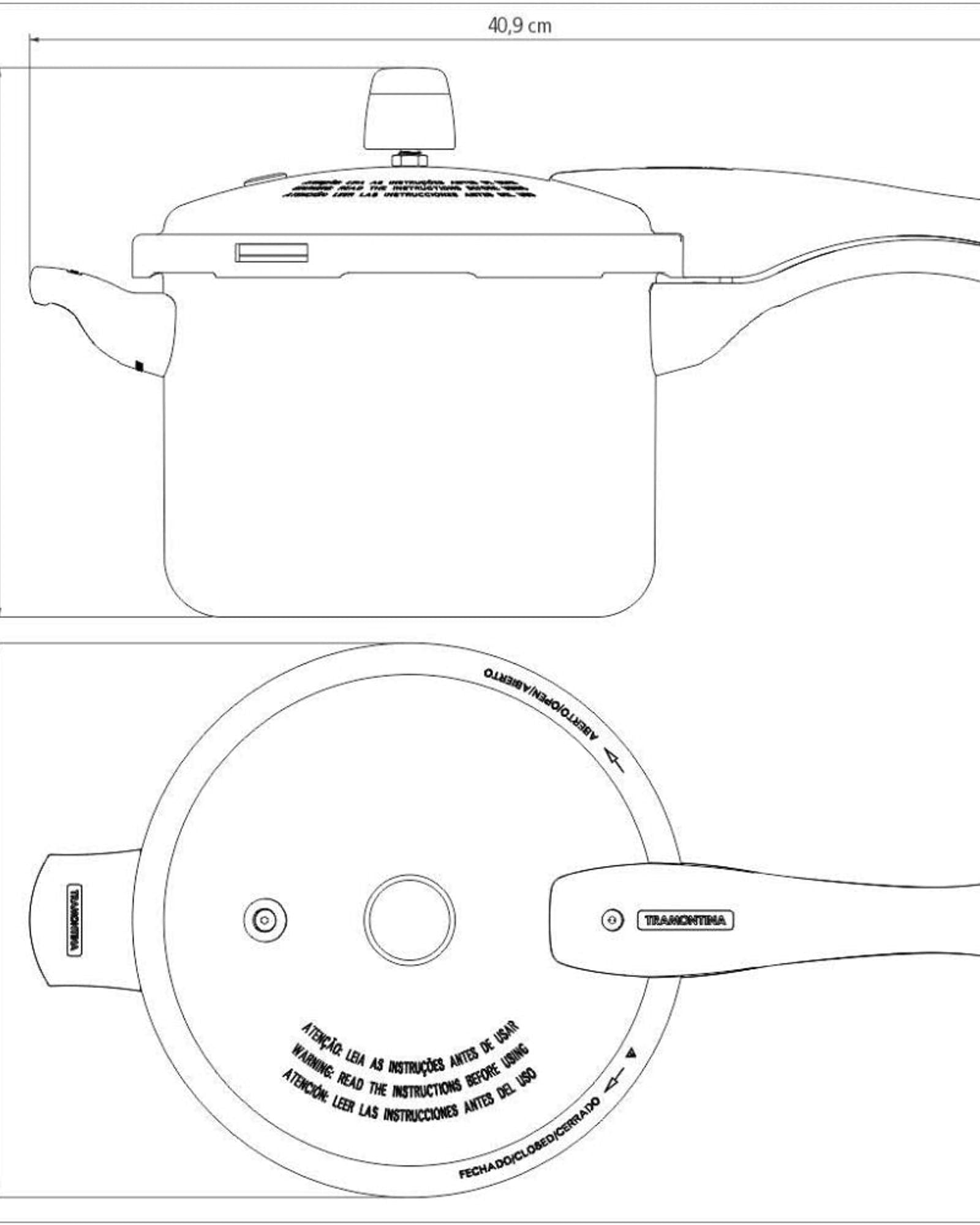 طنجرة ضغط ترامونتينا برازيل فانكوفر سبوت 20 سم، 4.5 لتر، مصنوعة من الألومنيوم الأزرق، مع طلاء ستارفلون ماكس غير لاصق داخلي وخارجي، خالٍ من مادة PFOA